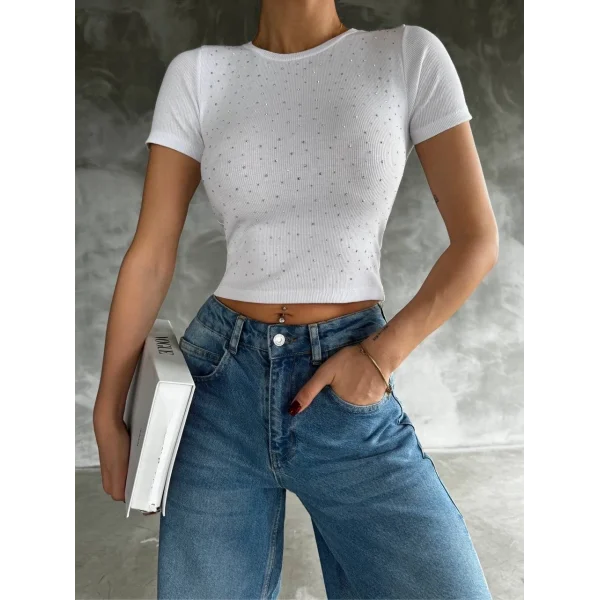 Taş baskılı kaş korse bluz