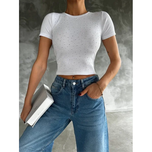 Taş baskılı kaş korse bluz