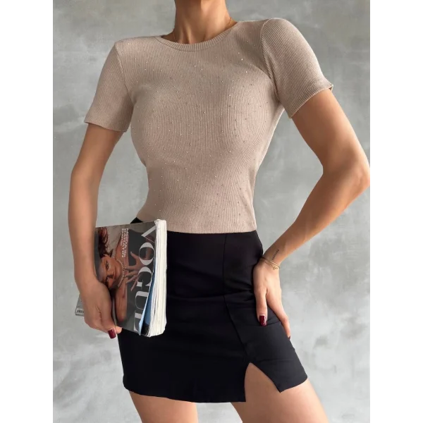 Taş baskılı kaş korse bluz