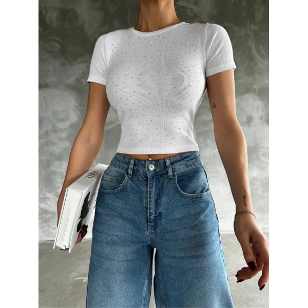 Taş baskılı kaş korse bluz