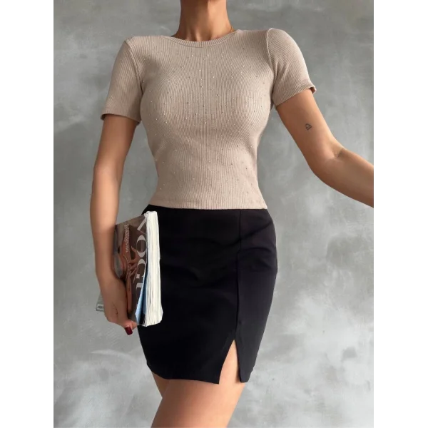 Taş baskılı kaş korse bluz