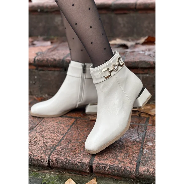 Terci Bej Cilt Topuklu Bot