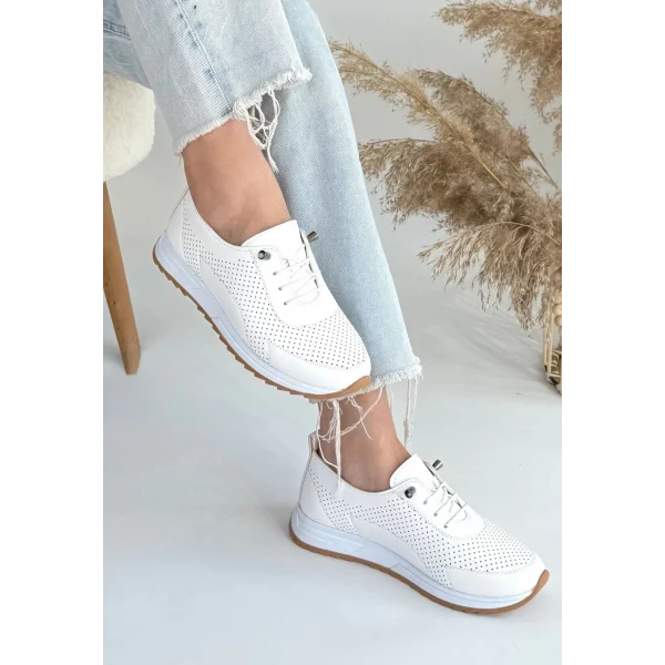 Tone Beyaz Cilt Bağcıklı Spor Ayakkabı