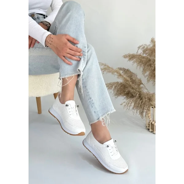 Tone Beyaz Cilt Bağcıklı Spor Ayakkabı