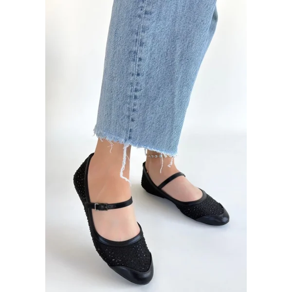 Toyan Siyah Cilt Babet Ayakkabı