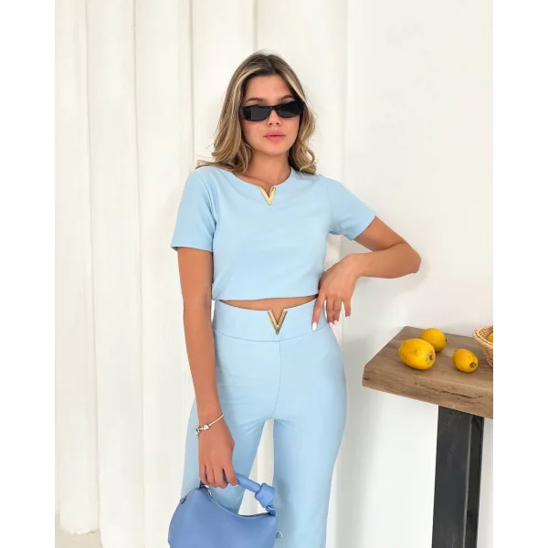 V aksesuarlı ottoman takım mavi s255850