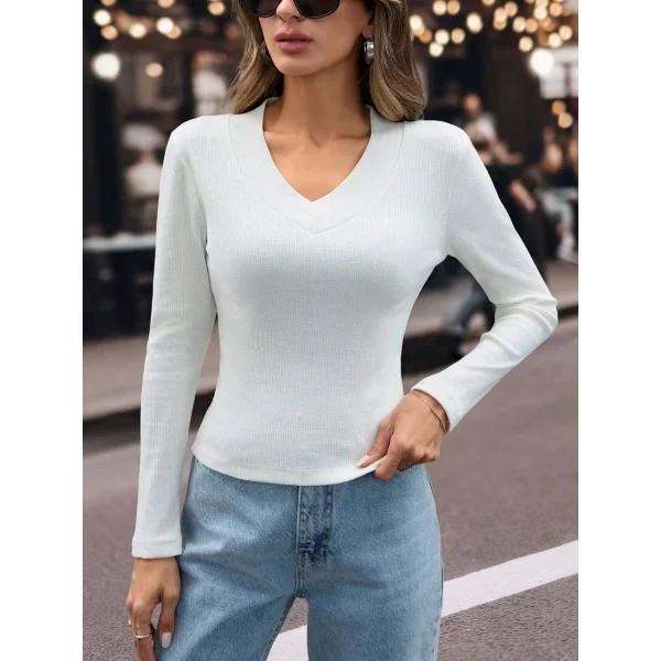 V yaka kaşkorse bluz beyaz w3817