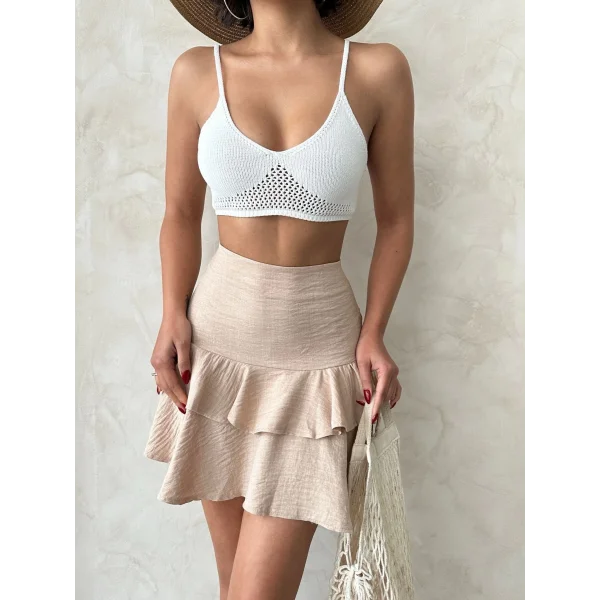 Valonlu fırfırlı etek s24681