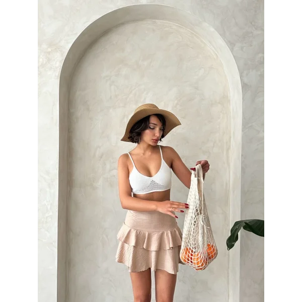 Valonlu fırfırlı etek s24681