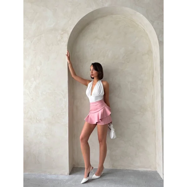 Valonlu fırfırlı şort s24683