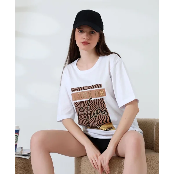 Varak çizgili Oversize tişört