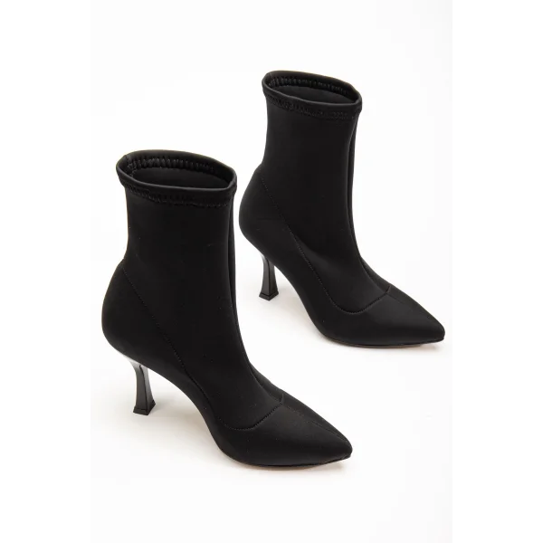 VRT-023 Siyah Dalgıç Yüksek İnce Topuklu Streç Kadın Bot