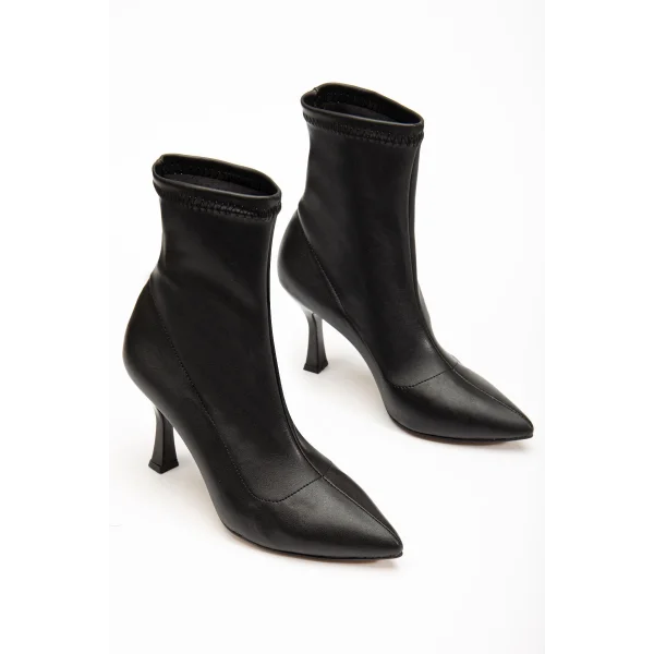 VRT-023 Siyah Yüksek İnce Topuklu Streç Kadın Bot