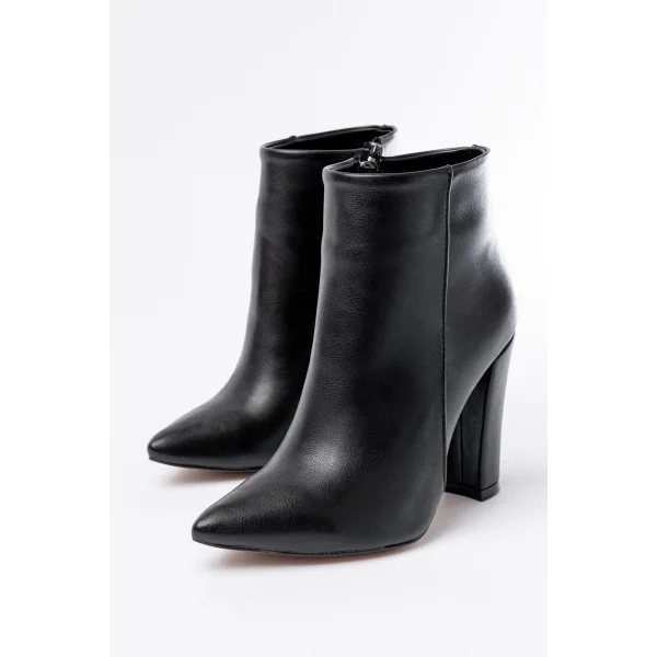 VRT-4801 Siyah Yüksek Kalın Topuklu Fermuarlı Kadın Bot