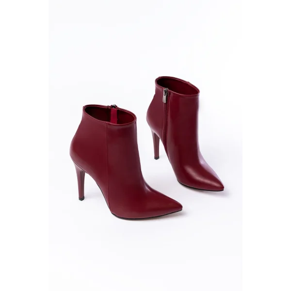 VRT-4802 Bordo Yüksek İnce Topuklu Fermuarlı Kadın Bot