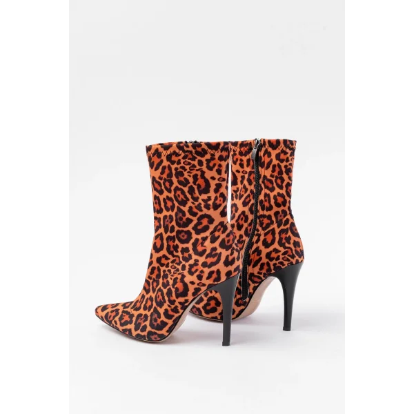VRT-4811 Leopar Yüksek İnce Topuklu Fermuarlı Kadın Bot