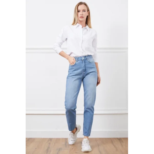 Yüksek bel mom jean pantolon