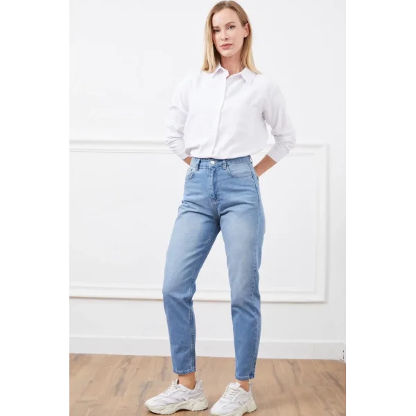 Yüksek bel mom jean pantolon