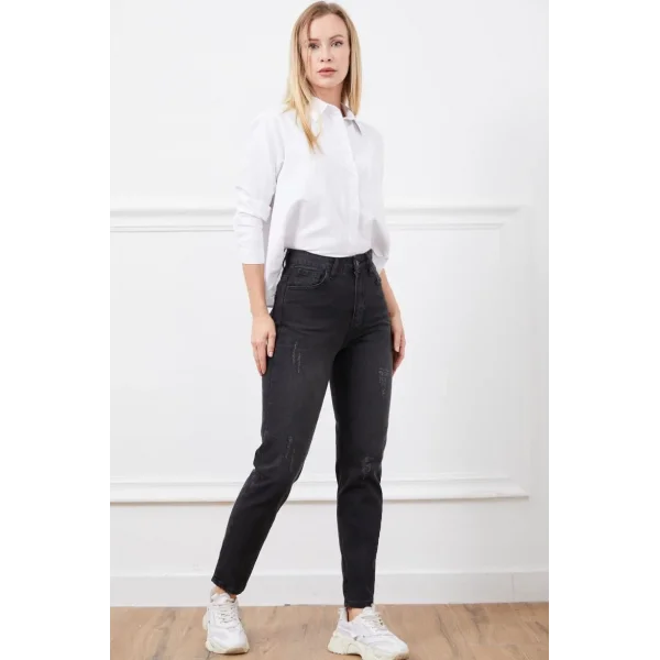 Yüksek bel mont jean pantolon