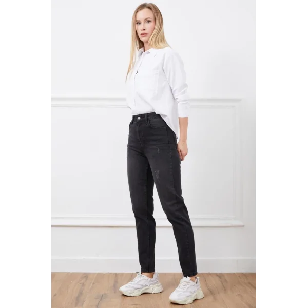 Yüksek bel mont jean pantolon