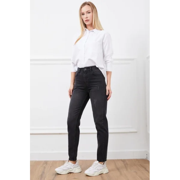 Yüksek bel mont jean pantolon