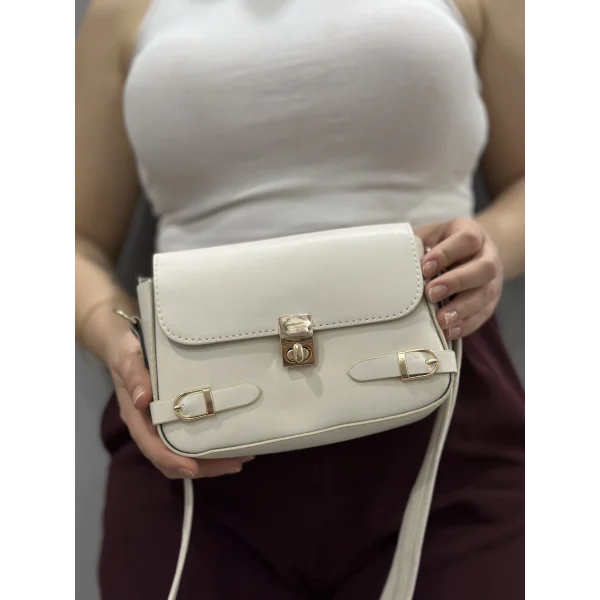 Zerej kemerli krem cilt çanta