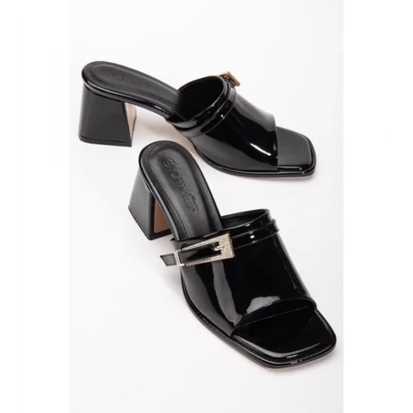 Ziva Siyah Rugan Topuklu Terlik