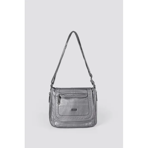 Ziwen Gri Cilt Omuz Çantası