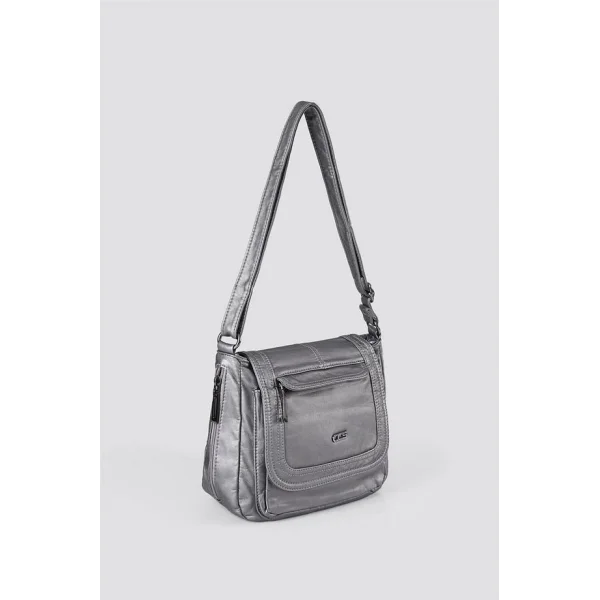 Ziwen Gri Cilt Omuz Çantası