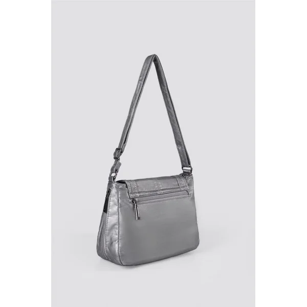 Ziwen Gri Cilt Omuz Çantası