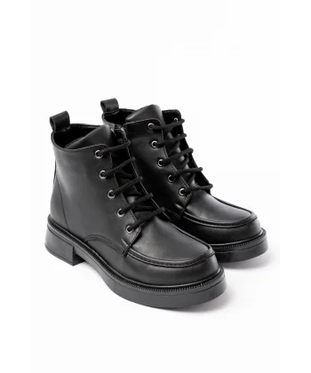 02-2001 Siyah Bağcıklı Fermuarlı Günlük Kadın Bot