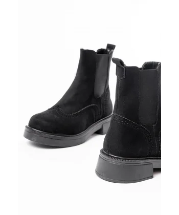 02-2002 Siyah Süet Lastikli Günlük Kadın Bot