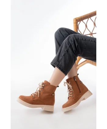 02-2003 Taba Süet Bağcıklı Fermuarlı Günlük Kadın Bot