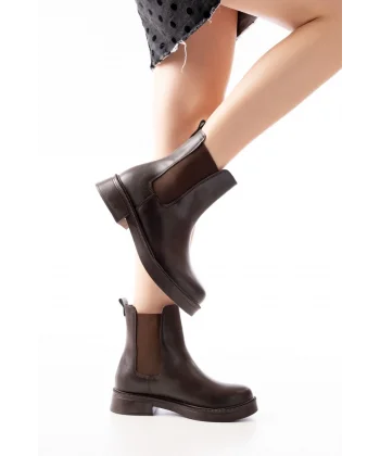 02-2137 Kahverengi Lastikli Günlük Kadın Bot