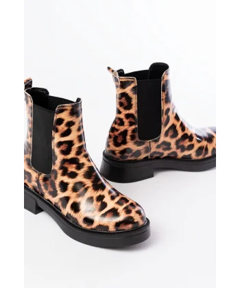 02-2137 Leopar Lastikli Günlük Kadın Bot