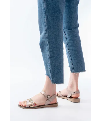 205-015 BeJ Garni Ortopedik Hakiki Deri Kadın Sandalet