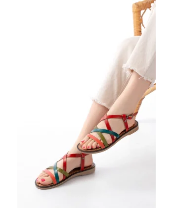 205-017 Multi Ortopedik Hakiki Deri Kadın Sandalet