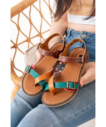 205-091 Multi Ortopedik Hakiki Deri Kadın Sandalet