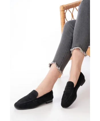 302 Siyah Süet Günlük Kadın Babet