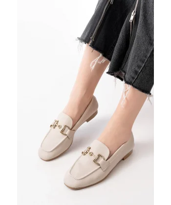 303 Bej Toka Aksesuarlı Günlük Kadın Babet