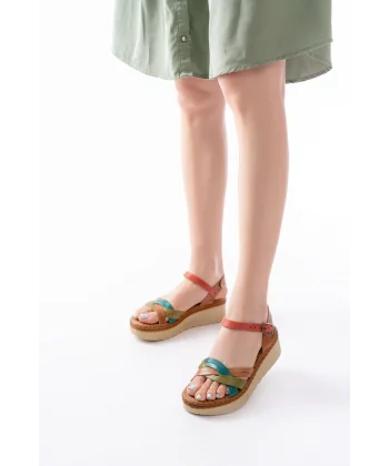 730-037 Multi Hakiki Deri Ortopedik Taban Kadın Sandalet