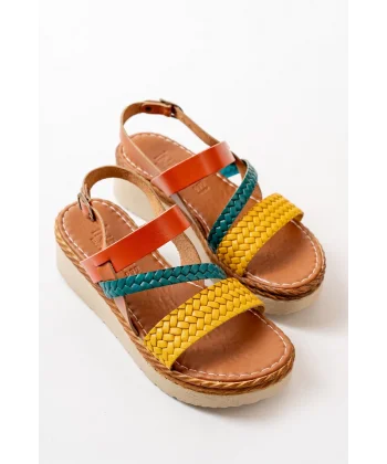 730-152 Multi Ortopedik Hakiki Deri Dolgu Kadın Sandalet