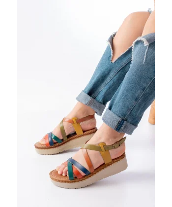 730-153 Multi Ortopedik Hakiki Deri Dolgu Kadın Sandalet