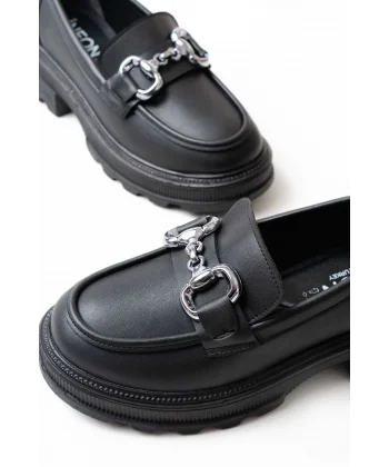 745-773 Siyah Günlük Yüksek Tabanlı Loafer Ayakkabı