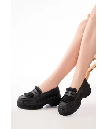 749-749 Siyah Günlük Yüksek Tabanlı Loafer Ayakkabı