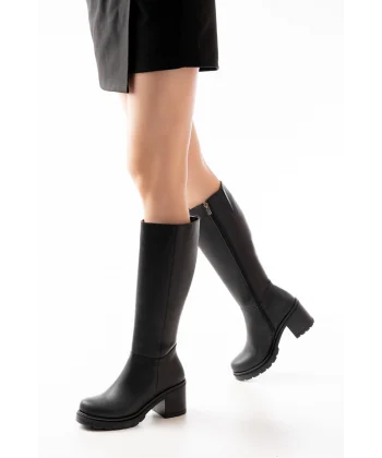 767-3013 Siyah Fermuarlı Günlük Kadın Çizme