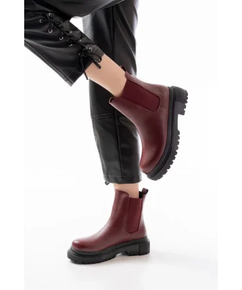 812-2137 Bordo Lastikli Günlük Kadın Bot