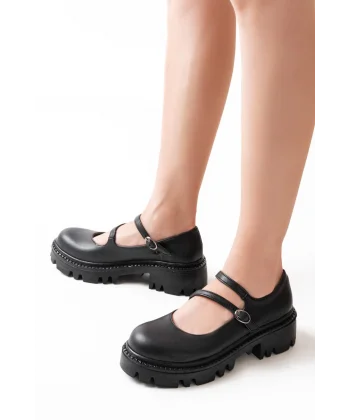 868-756 Siyah Günlük Yüksek Tabanlı Loafer Ayakkabı