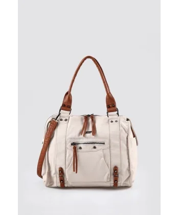 Abga Bej Cilt Omuz Çantası