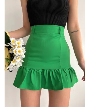 Altı fırfırlı etek yeşil s24817